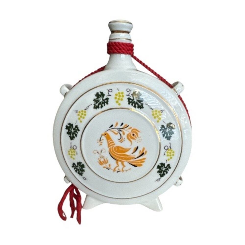 Hollohaza Hungarian Porcelain Painted Flask with Stopper